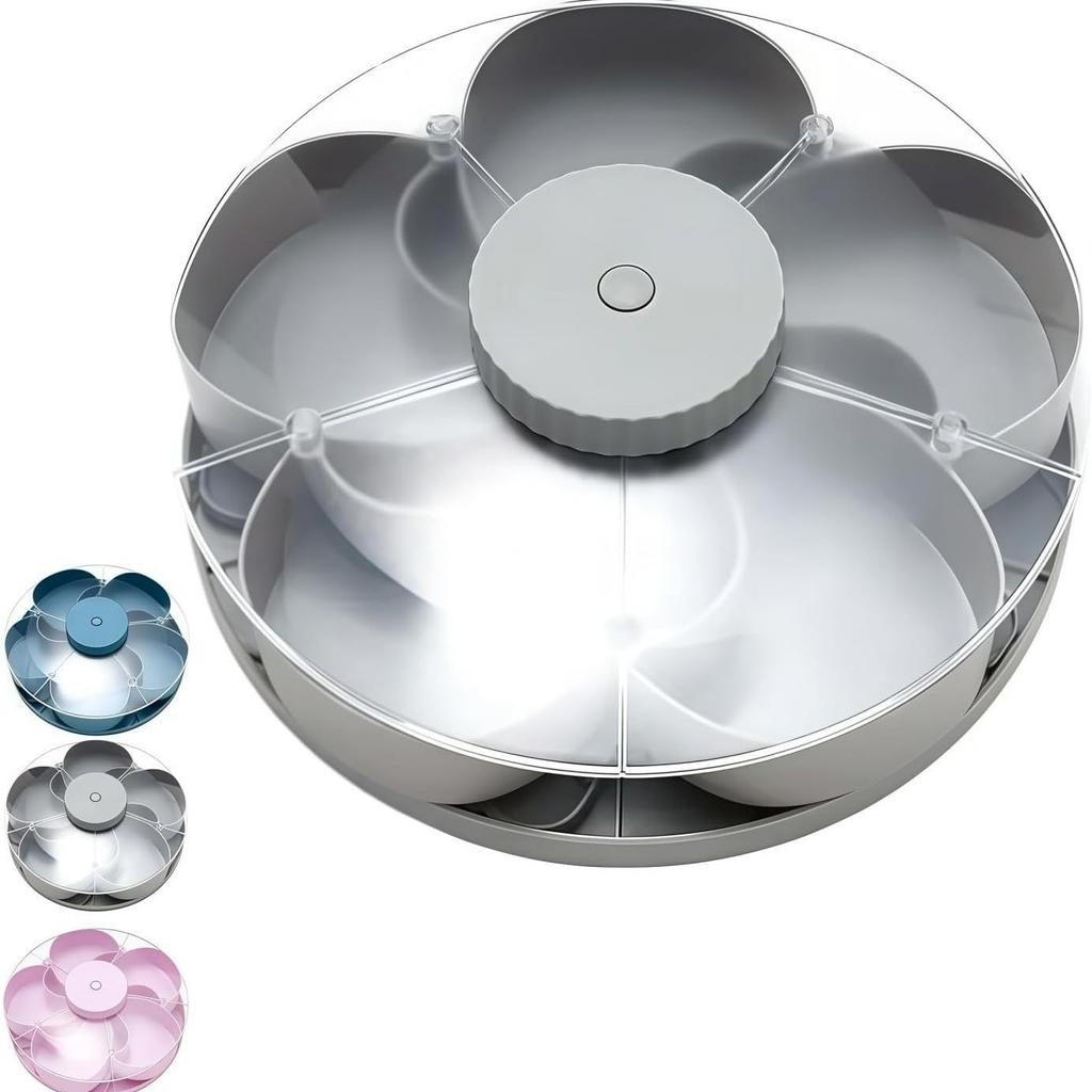 Divided Rotating Snack Serving Tray with Compartments