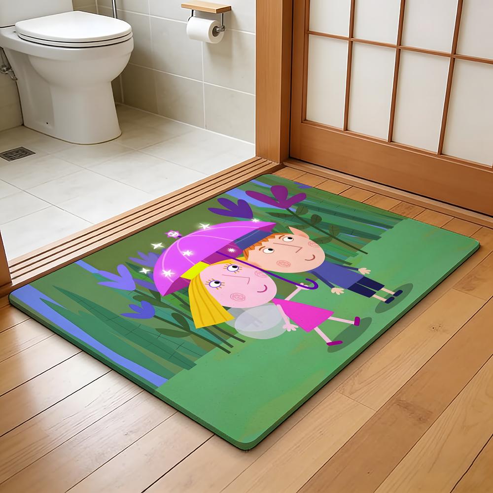 ANIME B-Ben Holly's Kleines Königreich Fußmatte Saugfähige Fußmatte Rutschfeste Eingangsteppich für Badezimmer Toiletten und WCs