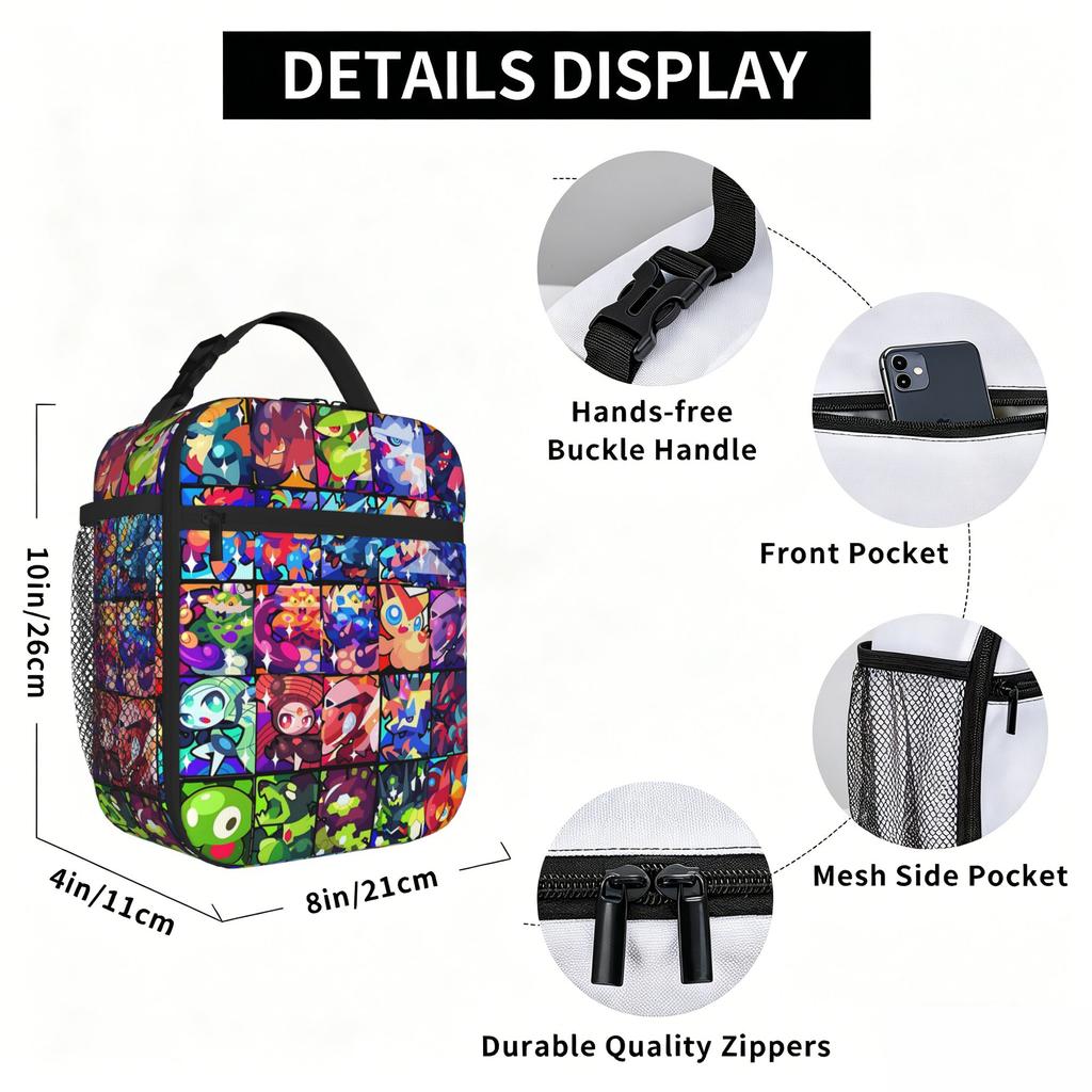 Cartoon Pokemon Theme Insulated Lunch Bag Meal Pack Rice Bag Bolsa Student Bento Lunch Handbag Insulation