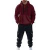 Men's Solid Color Casual Suit Loose Sports Hooded Sweatshirt With Pockets Multi Pocket Overalls Suit
