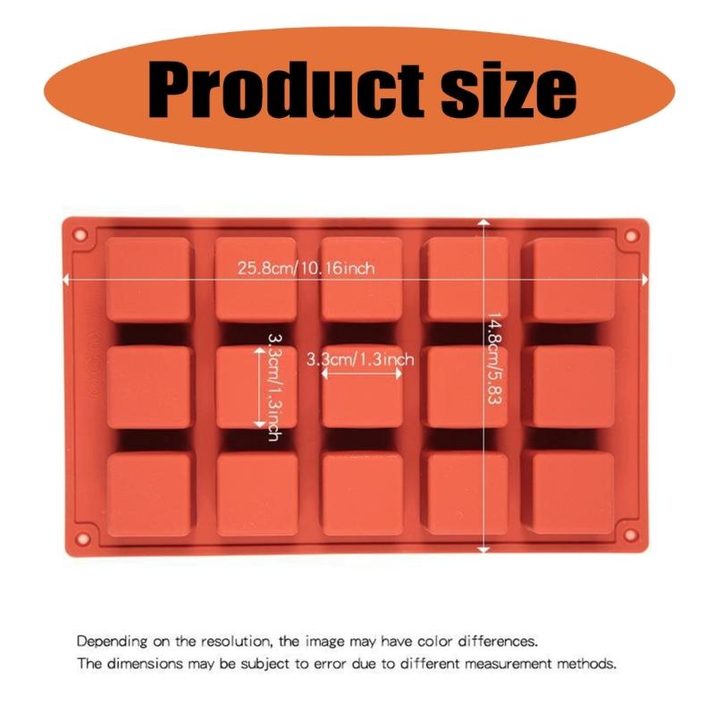 15 Cavity Square Silicone Molds Making Mousses Cake Molds Decorating Baking Tool for Making Chocolate Fondant Dessert