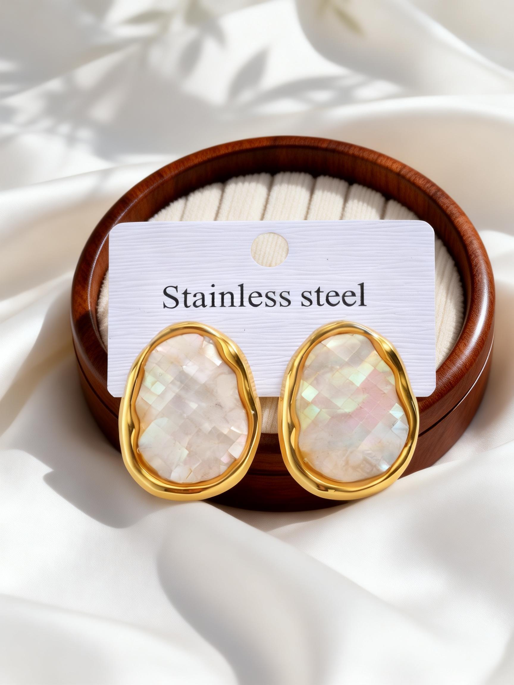 

Elegant White Shell Stud Earrings for Women Stainless Steel Abalone Shell Earrings 2026 Fashion Charm Jewelry Accessories
