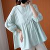 Navava Women Lovely Loose Fit Shirring Puff 3 4 Sleeve Blouse Nb3075