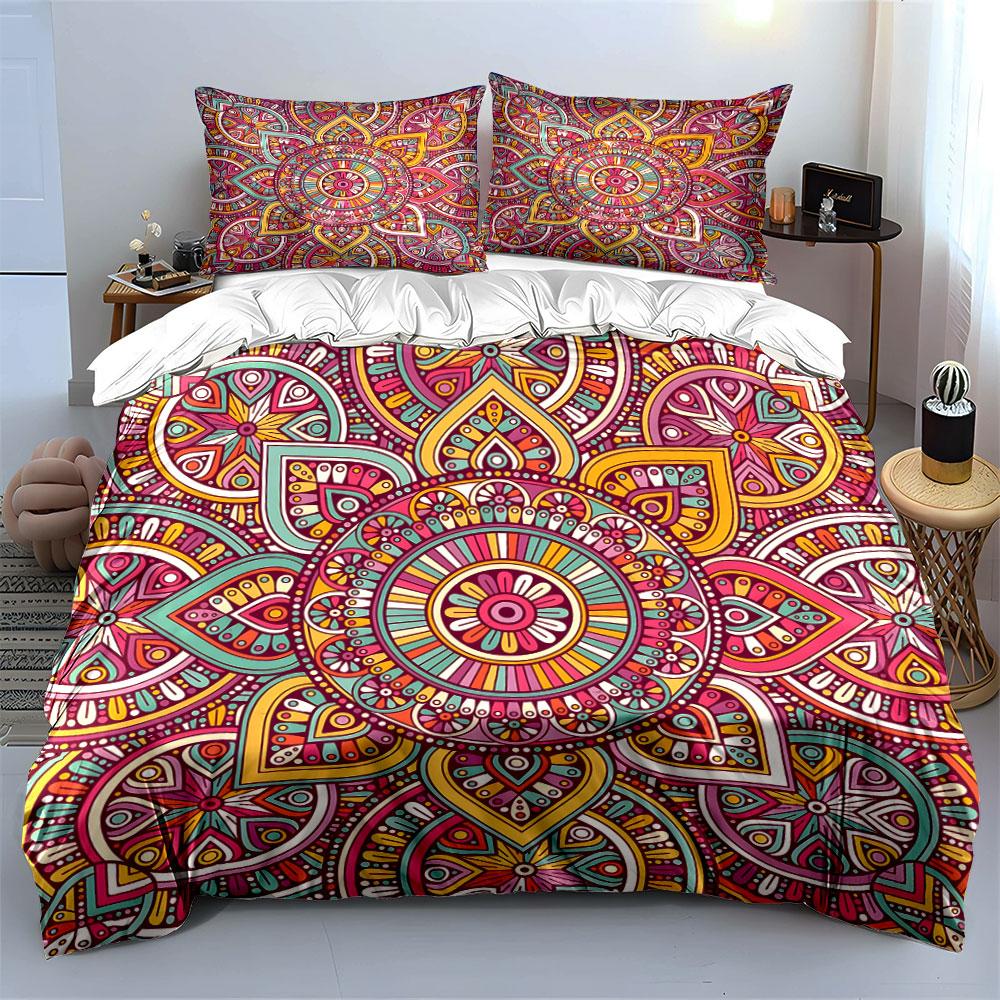 Vibrant Mandala Bloom. Bedding Sets Duvet Covers Pillowcases(1* Duvet Cover 2* Pillowcases Without Duvet Insert)