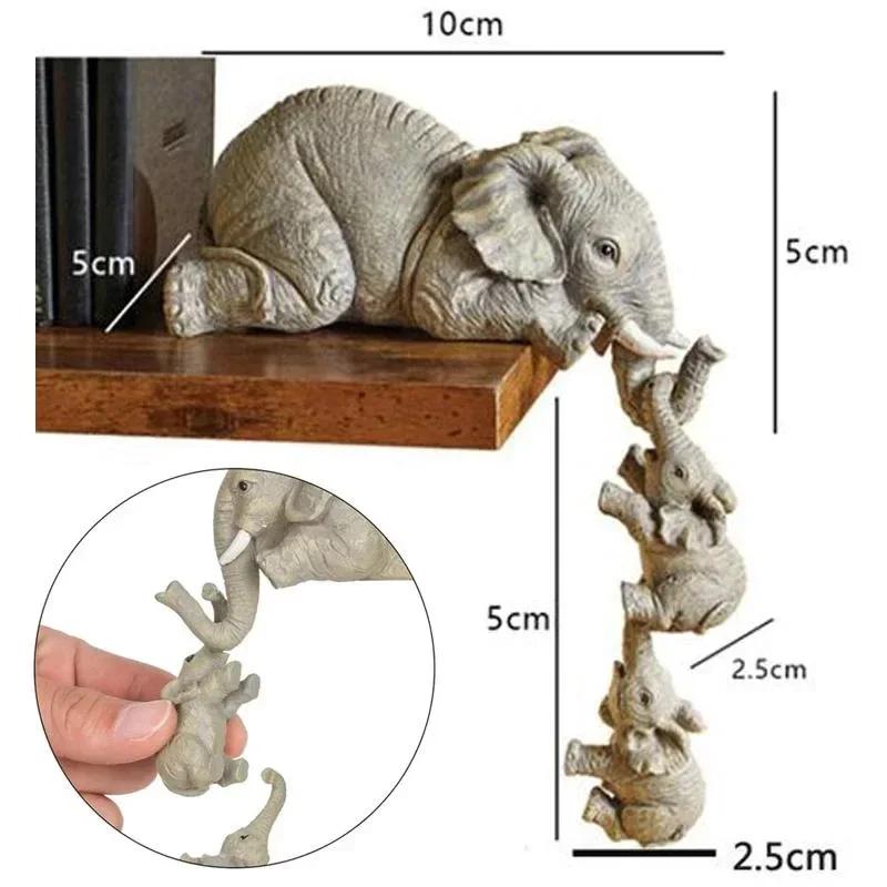 3 In 1 Resin Home Decoration Crafts Elephant Hug Baby Doll Gard Decorative Miniatures & Figurines ,mother & Kids Ornaments