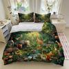 Tropical Jungle Safari Lions Tigers Giraffe Parrots Penguins Theme, Wildlife Zoo Bedding Set 3D Realistic Animal Print For Decor