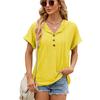 2026 Spring/Summer New Solid Color Buttoned Hooded Loose Short-Sleeve T-Shirt for Women