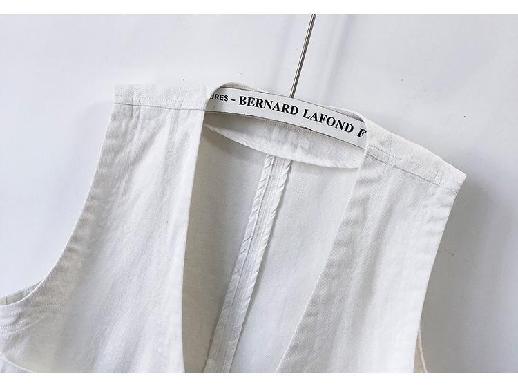 Women's Simple Casual White Denim Sleeveless Vest Jacket for Spring/Summer