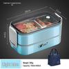 Bento Lunch Box a Doppio Strato in Acciaio Inossidabile, Contenitore Adatto al Microonde per Ufficio e Studenti