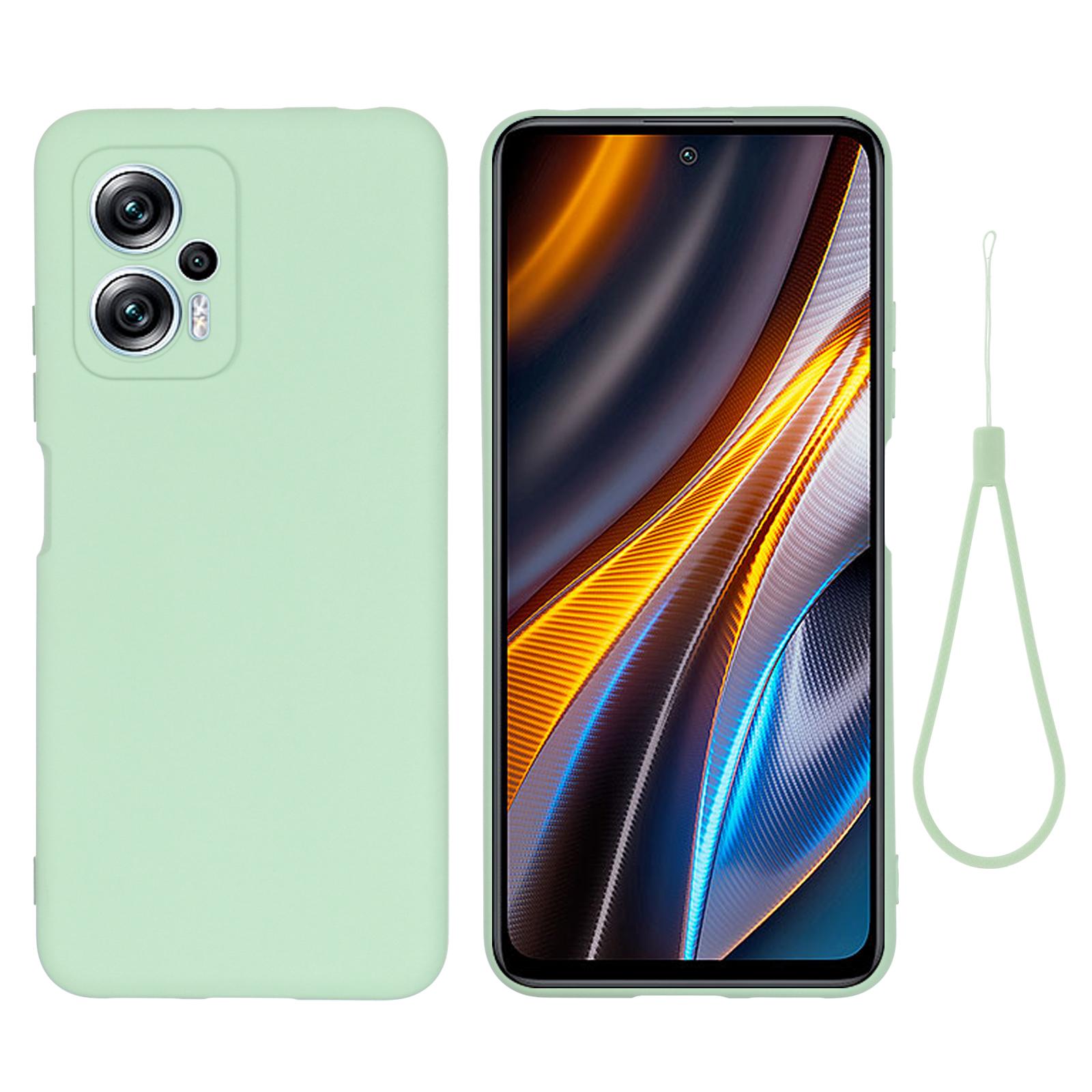 

For Xiaomi Redmi Note 12T Pro 5G Case Liquid Silicone Protective Phone Cover with Strap Green