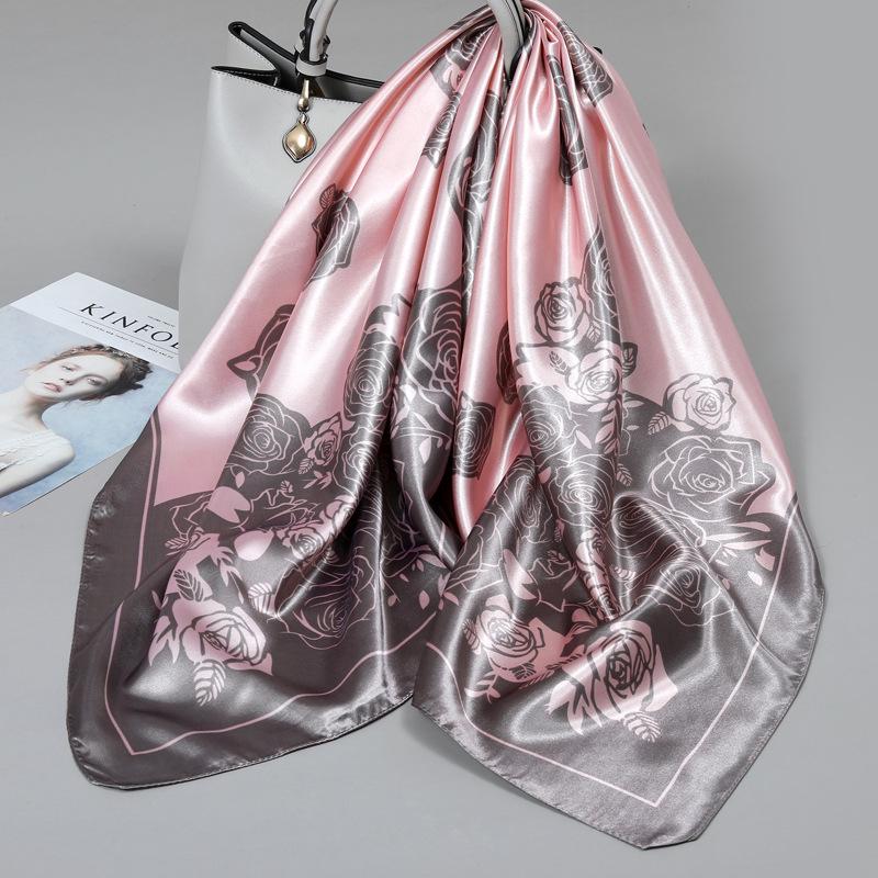Foulard quadrato in seta stile influencer: Sciarpa da collo da donna alla moda, Sciarpa, Protezione solare, Garza stampata, Accessorio per abbigliamento professionale