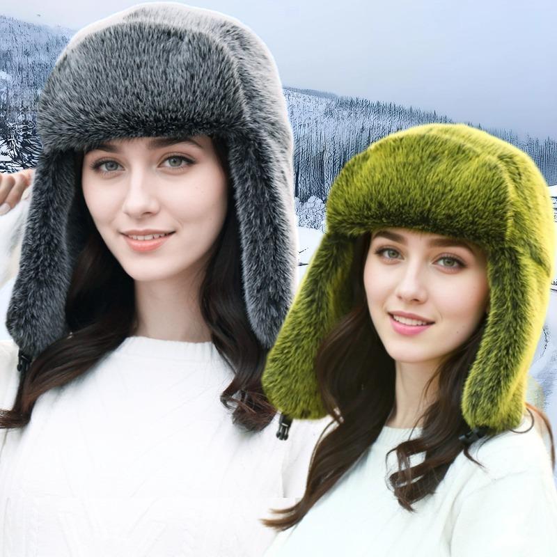 New Fox Hair Female Winter Warm Snow Cap Outdoor Travel Ear Cap Ski Cap Imitation Fur