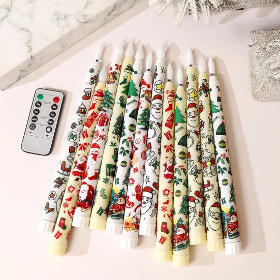 6Pcs LED Taper Candles Battery Operated Flameless Candles with Remote Control Christmas Light-up Candles for Home Winter Festive Decor