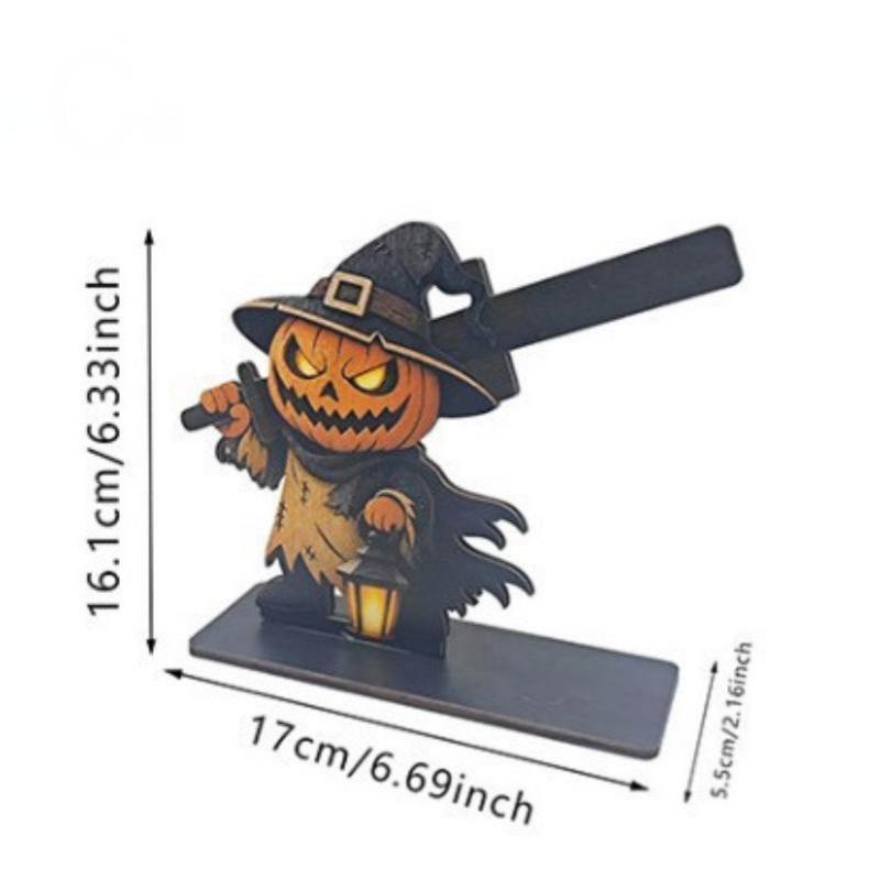 Wooden Grim Reaper Skeleton Decor Funny Cartoon Ornaments For Halloween Home Tabletop Decor