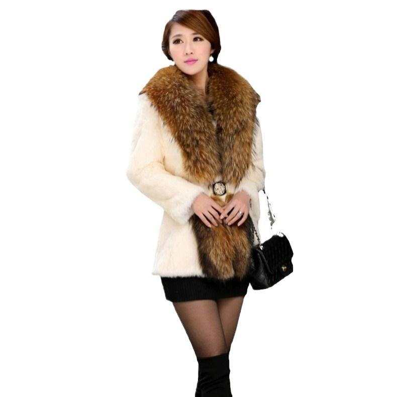 New autumn and winter imitation fur medium and long coat women's imitation fox fur collar imitation mink hair slim mother dress