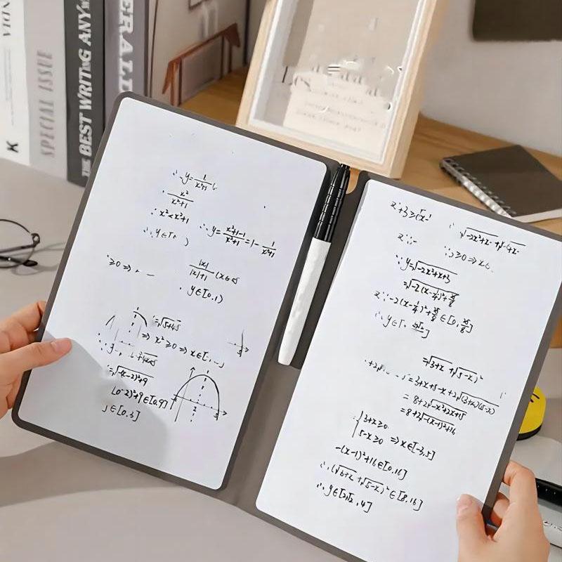 1 conjunto de caderno de quadro branco reutilizável com caneta de quadro branco, pano de apagamento, bloco de notas de couro, planejador semanal, portátil, elegante, escritório