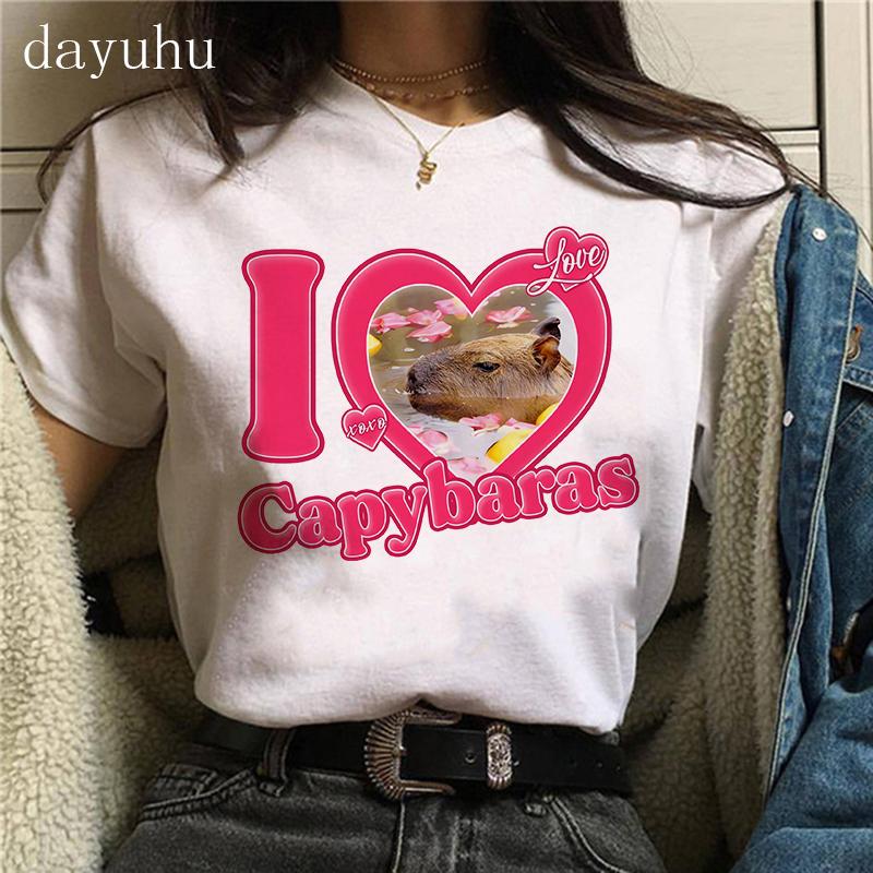 Funny 90s Capybara Tshirt Unisex Tshirt Capibara Cartoons Clothes Girl Capybaras T Shirt Female Casual Top Clothes