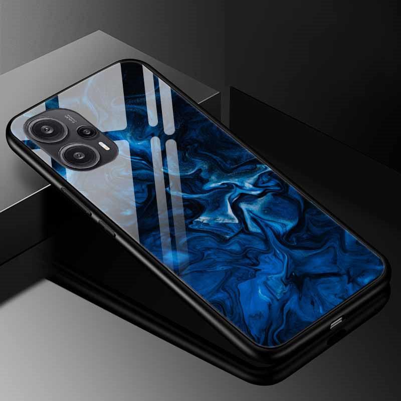 Tempered Glass Phone Case For Xiaomi Poco F5 5G F5Pro Cover Poco F5 Pro Redmi Note 12S 12C 12 4G Luxury Hard Back Bumper PocoF5