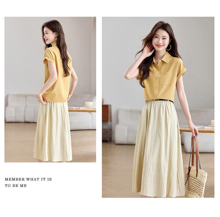 2025 New Loose Casual Fashion Versatile Shirt and Half Skirt Set for Women