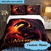 Custom Name 3PCS Fiery Dragon's Majesty Bedding Set Including 1pc Duvet Cover And 2pcs Pillowcases for Bedroom, Dormitory Gift Home Decor