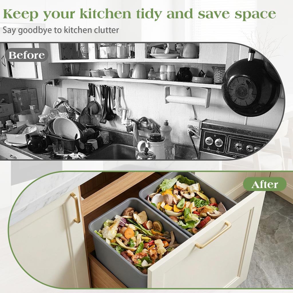 10 Pack 35 QT Waste Trash Rubbish Bin Easy To Clean High Capacity Garbage Can for Bathroom Laundry Living Room Home Workspace