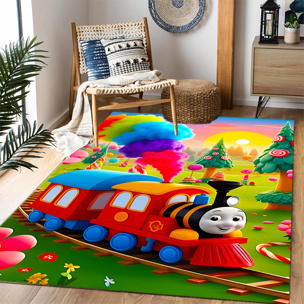Thomas Train Birthday Party Carpet Design for Hallway Dormitory Game Room Balcony Antislip Carpet Anime Office Decor