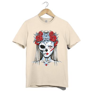 Tag der Toten Schädel Mädchen T-Shirt Unisex Gothic Floral Skelett Gesicht Grafik