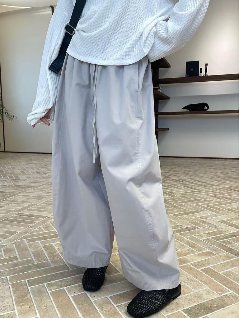 Autumn 2025 Japanese Casual Wide-Leg Elastic Waist Pants for Women - Versatile, Loose, Slimming, and Simple Style.