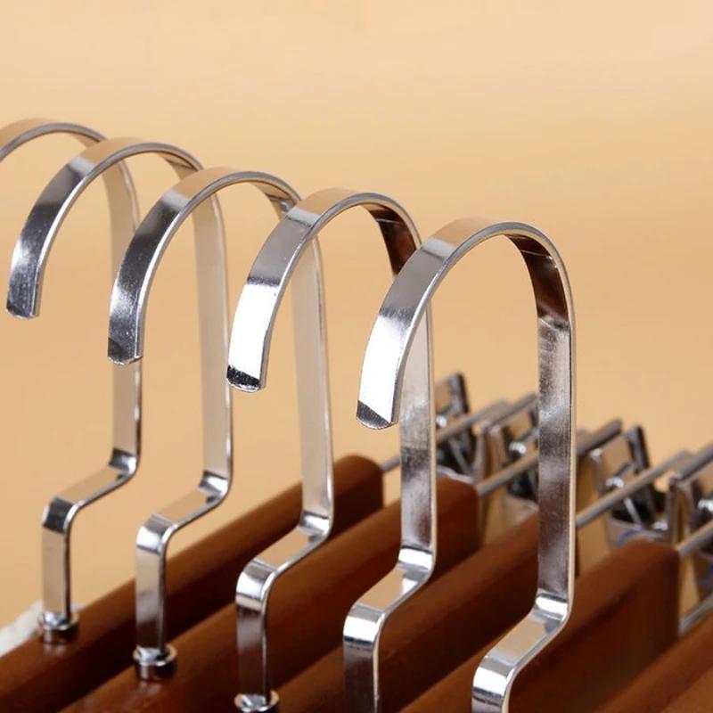 10 kusů Kvalitní dřevěný věšák na kalhoty Věšáky do obchodu s oblečením Kovový protiskluzový Klip na kalhoty/oblek pro dospělé Polička do skříně