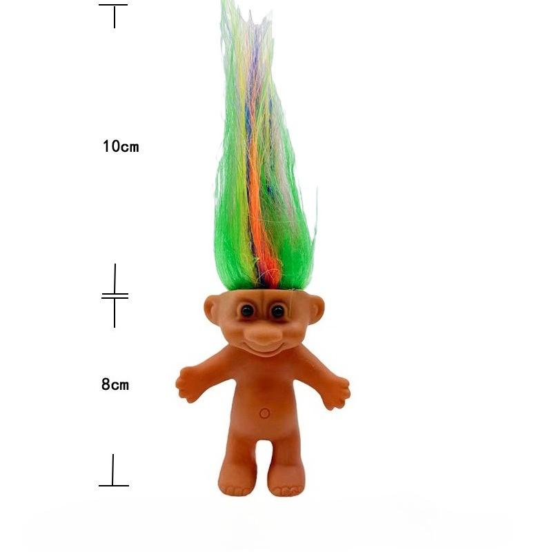 1/4PCS 8cm Mini Retro Lucky Troll Figurines Colorful Hair 80s 90s Anime Collectible Set Funny Family Character Models Gifts Toys
