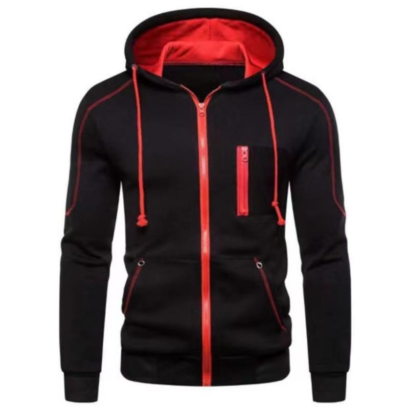 Cardigan Jacket Spring and Autumn New Zipper Hooded Sports Men's Color-blocking Fashionable Casual Long Sleeve Sweater