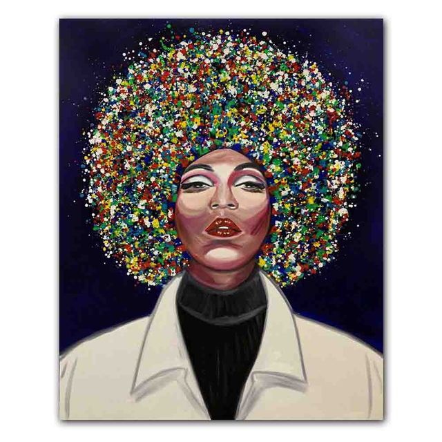 New Nordic Graffiti Art Figure Canvas Painting Unique Hairstyle Fashion Model Poster Office Living Room Home Decoration Mural No Frame