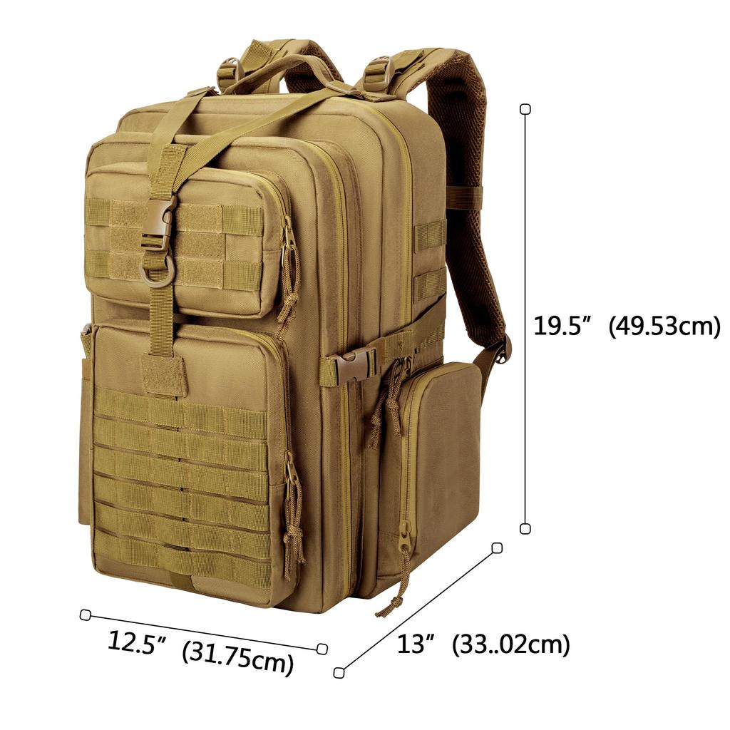 Damero First Aid Backpack Medical Backpack MOLLE Tactical Backpack with Straps for Outdoor Camping Hiking Khaki Y-shaped (Bag Only)