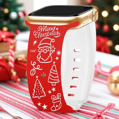 Cinturino per Apple Watch con Babbo Natale inciso al laser 3D