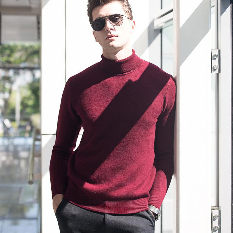 Men's Turtleneck Sweaters Keeps Warm Men Sweater Close-Fitting Man Pullover Youth Knitwear Tops for Male