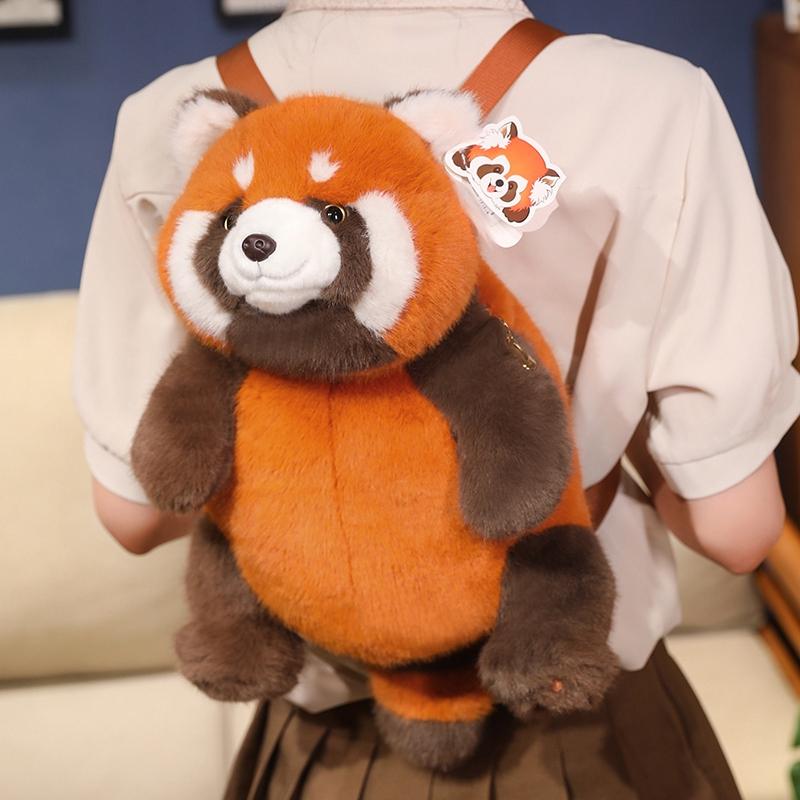 Non-Toxic Cute Red Panda Plush Backpack Kawaii Fashion Plushie Doll Stuffed Animal Panda With Bamboo Holiday Gifts