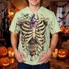 Herren Halloween Print V-Ausschnitt Kurzarm Kasack mit Tasche