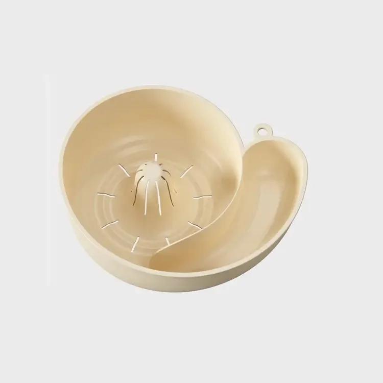 

2-In-1 Snail Shape Drain Automatic Cleaning Basket Fruit Plate Filter Household Food Grade Fruit Washing kitchens accessories бежевый