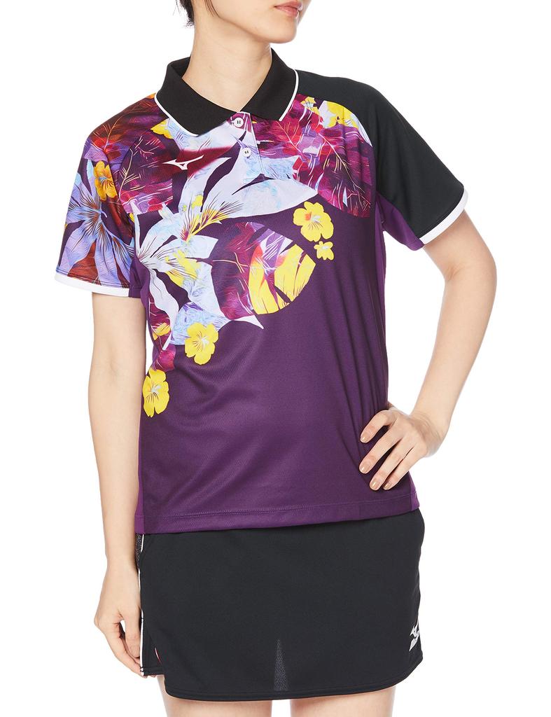 Mizuno Table Tennis Game Purple x Size Small to Japanese Size Shirt, 82JA0701, Women's, Black, (Equivalent Small)
