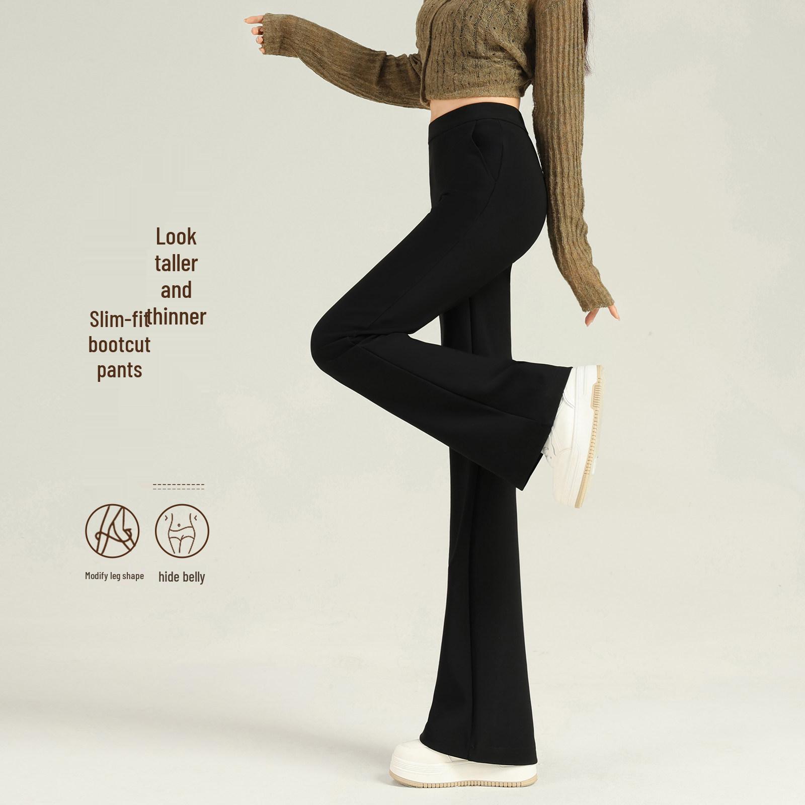 

Women s High Waist Black Flare Pants - Petite Micro-flare, Elastic Drape for Spring/Autumn 2026 M, Weight 99-108kg