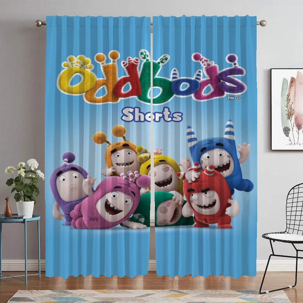 Oddbods Blackout Curtain for Room 2 Panel Elegant Room Curtains Shades Halloween Decoration Partition Tulle for Bedroom Living