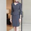 Women's Elegant Grey Professional V-Neck Dress