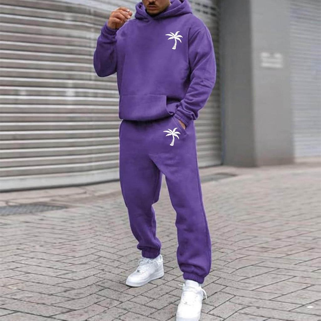 Herren Übergroßer Fleece Sportbekleidung Outdoor Lässig Locker Kapuzenpullover und Jogginghosen Set