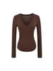 Korean V-Neck Long-Sleeve Slim Fit Sheer T-Shirt for Women - Autumn Essential