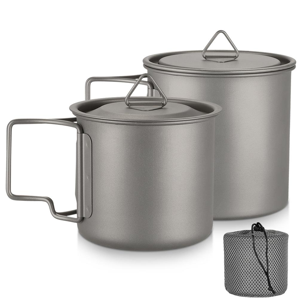 Ultralehký titanový hrnek Outdoor Přenosný Kempingový Piknikový Hrnky na vodu se sklopnou rukojetí 300ml / 350ml / 450ml / 550ml / 650ml