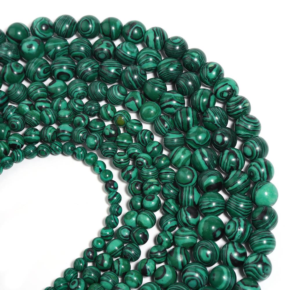 Natürliche Malachit-Steinperlen Grün Rund Lose Abstandshalterperlen für Schmuckherstellung DIY Armbänder Halsketten Zubehör 4/6/8/10/12mm