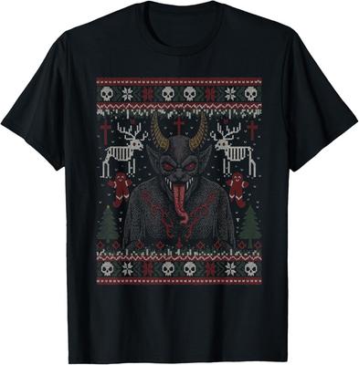 Hässlicher Krampus Weihnachts-Pullover Goth Creepmas Gruseliges Feiertags-T-Shirt