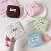 Kawaii Quilted Heart Polka Dot Mini Pouch Cute Square Coin Purse With Label Multifunctional Lipstick Cosmetics Items Storage Bag