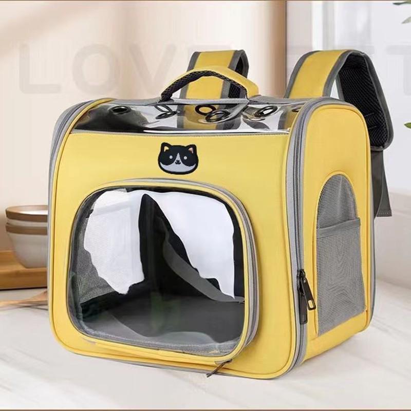 Large Capacity Transparent Foldable Cat Carrier - Portable Double Shoulder Bag Large Capacity (Up to 15 lbs)