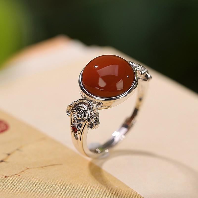 Adjustable Unisex Ring In Vintage Chinese Style With Cloud Motif Copper Electroplated Open Finger Men Women Adjustable Open Band